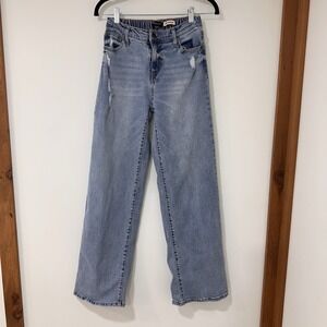 BCBGeneration Baggy Wide Leg Jeans Women 1/25 Light Wash Distressed | Y2K Core